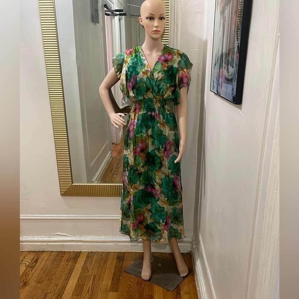 Le Ragazze Green Floral Dress made in Italy